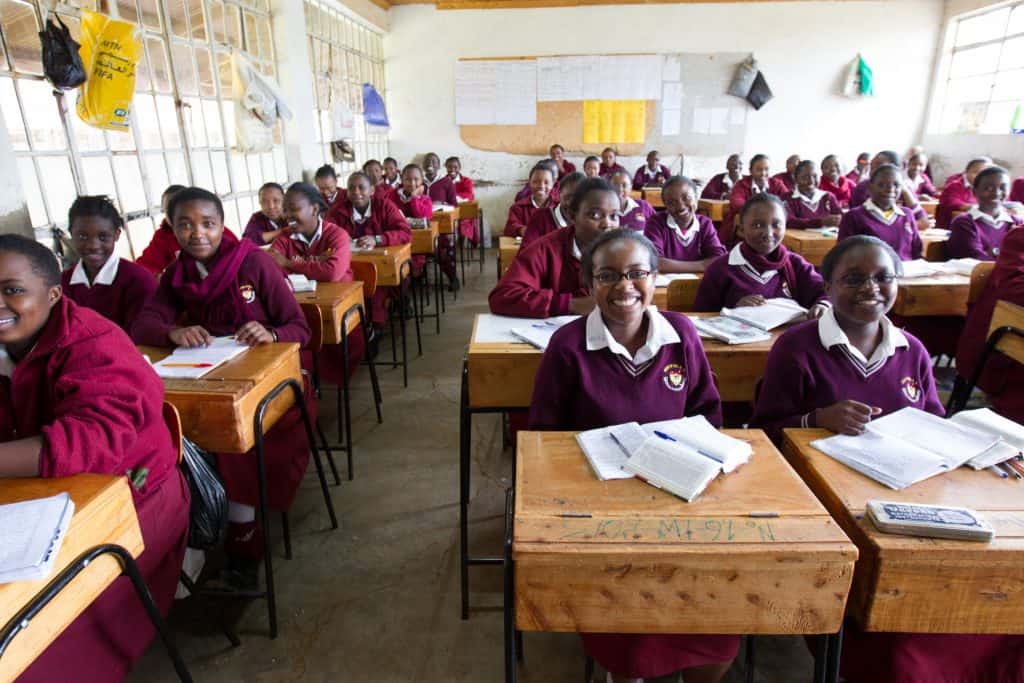 Girls in class at Mirithu