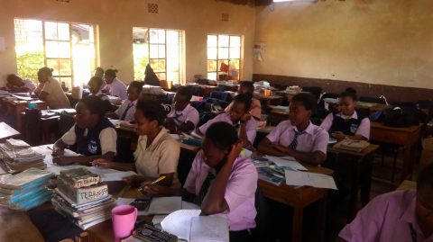 Girls in class at Kibiru School